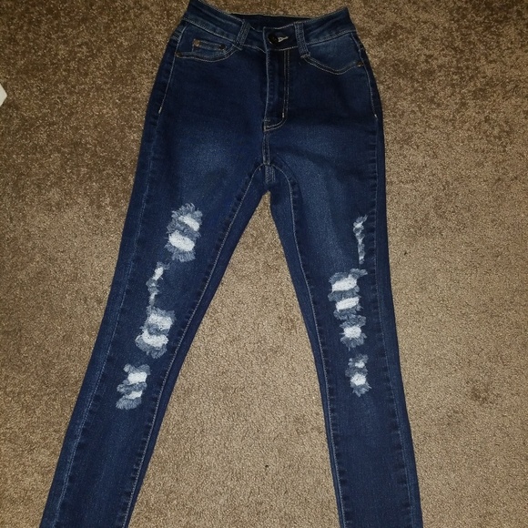 dark blue jeans fashion nova